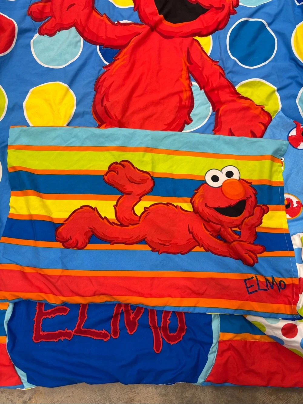 Vintage Sesame Street Elmo Toddler Bedding Set Comforter Sheets Pillowcase 2000s
